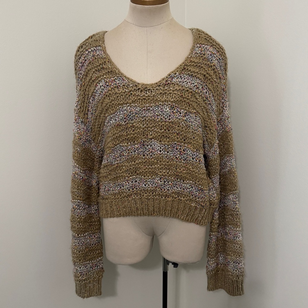 NEW Olivaceous Small Kailey Sweater ~ Open Knit Boxy Cropped Grandpa Boho